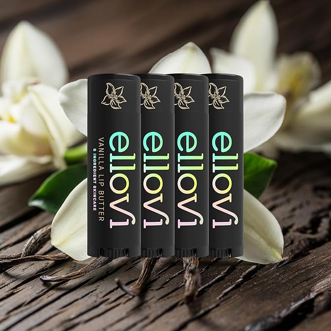 Natural Lip Butter Lip Balm - Vanilla - Pure Enough to Eat - Made With Just 6 Vegan Ingredients - 100% Natural & Organic Moisturizing Lip Care for All Day Hydration (4-Pack)-VivaGrace Women