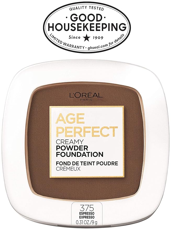 L'Oreal Paris Age Perfect Creamy Powder Foundation Compact, 375 Espresso, 0.31 Ounce-VivaGrace Women