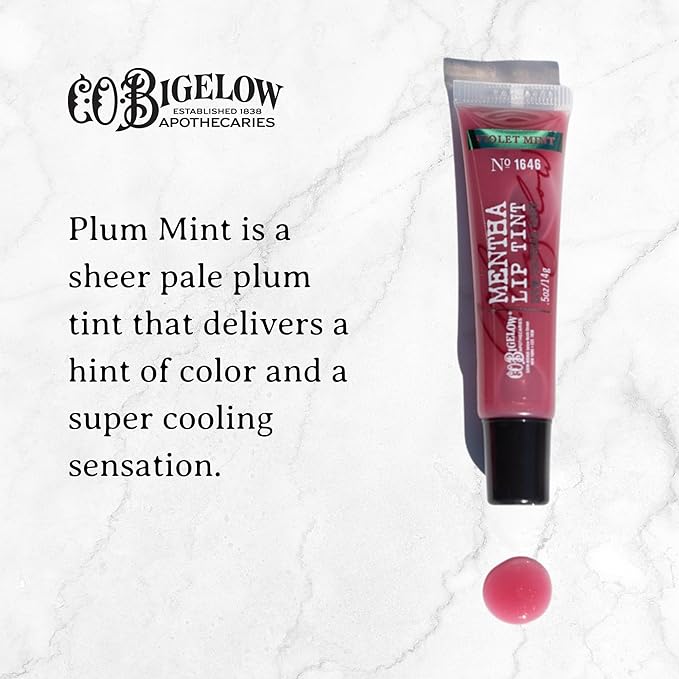 C.O. Bigelow Plum Mint Mentha Lip Tint Trio, Moisturizing Lip Balms for Dry Lips, Light Purple Tinted Lip Gloss, Bulk Lip Balm 3 Pack, 0.5 oz Each-VivaGrace Women
