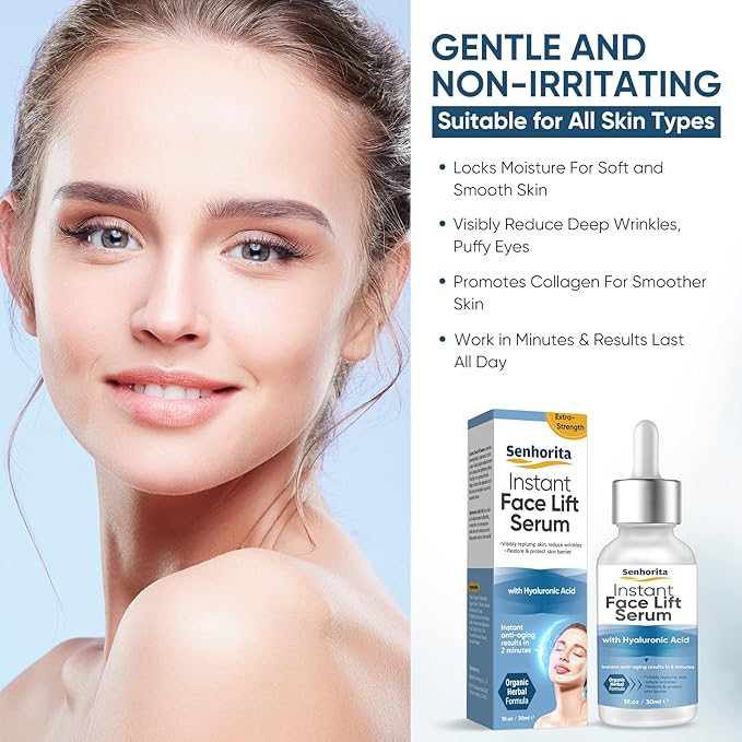 Instant Face Lift Serum, Temporary Skin Lifting & Tightening Serum, Effective Smooth Fine Lines, Wrinkles & Visibly Hide Loose Sagging Skin-VivaGrace Women