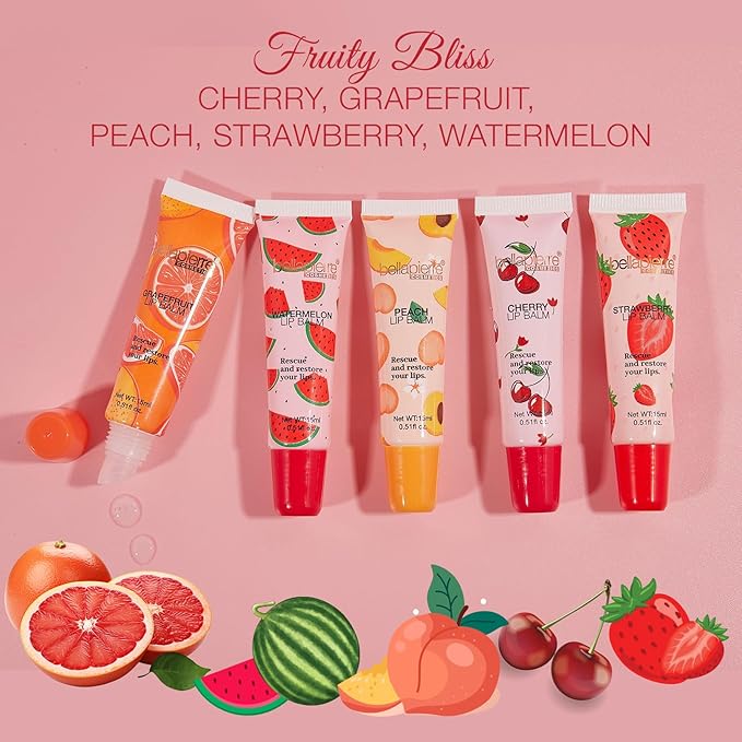 bellapierre Cosmetics 5-Piece Natural Lip Balm Kit | Moisturizing Lip Gloss | Fruit Flavored Liquid Lip Balm Collection-VivaGrace Women