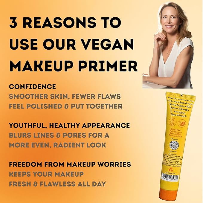 5 in 1 Primer For Face Before Makeup | 17% Vitamin C | All Day Grip | Dark Spot Corrector | Silky Matt Finish | Chemical Free | Vegan | All Skin Types | Made in America | 1fl oz-VivaGrace Women