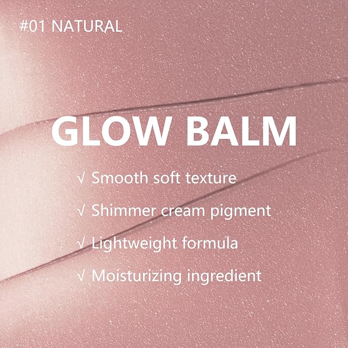 KYDA Miracle Glow Balm, Glow Tinted Blush Balm, Multiuse Face Balm for Cheek Lips Eyes, Hydrating Cream Blush, Blendable Lightweight, Shimmer Blusher, Natural, 1.76 oz-VivaGrace Women
