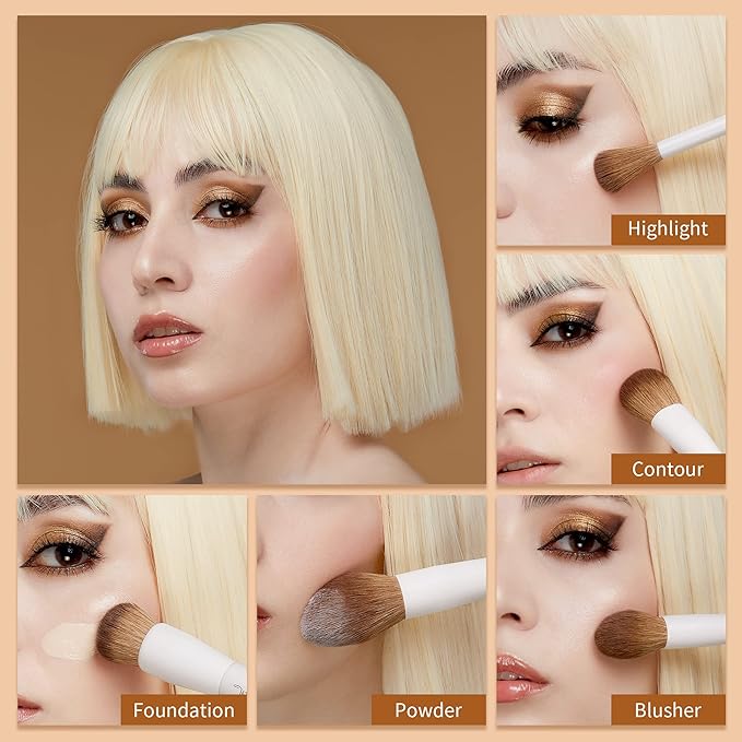 Jessup Makeup Brushes 14Pcs Makeup Brush Set Premium Synthetic Powder Foundation Contour Blush Concealer Eye Shadow Blending Liner Make Up Brush Kit Light Grey T329-VivaGrace Women