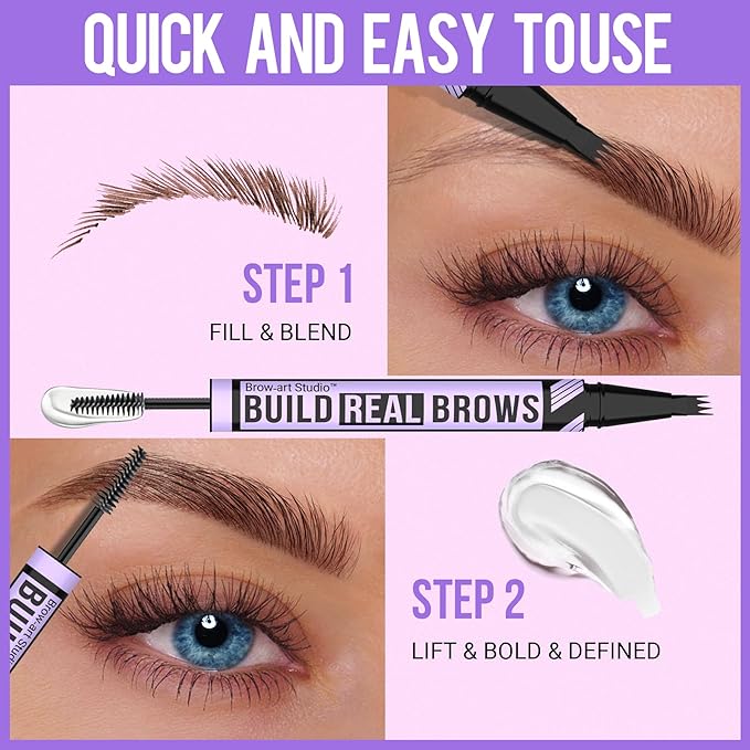 iMethod Eyebrow Pen and Eyebrow Gel - Eyebrow Pencils for Women with 4-Fork-Tip & Brow Gel Clear, Magical 2-in-1 Dual-Ended Brow Pen for Fuller-Looking Defined Brows, Stay All Day, Black-VivaGrace Women
