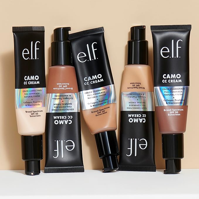 e.l.f. Camo CC Cream, Color Correcting Medium-To-Full Coverage Foundation with SPF 30, Tan 450 N, 1.05 Oz (30g)-VivaGrace Women