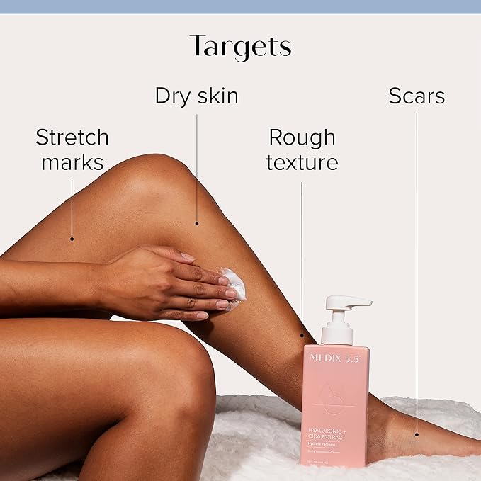 Medix 5.5 Exfoliating AHA Glycolic Acid Face & Body Scrub Cleanser + Hyaluronic Acid Moisturizing Body Cream Lotion Skin Care 2PC Set | Alpha Hydroxy Acid & Lactic Acid Foaming Body Wash & Face Wash-VivaGrace Women