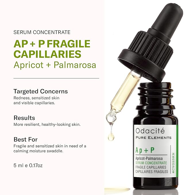 Odacité Anti Aging Serum Concentrate with Apricot and Palmarosa - For Fragile Capillaries - Ultra-Soothing Facial Serum for Fragile Skin, Redness & Healthy Looking Skin - 0.17 Fl. Oz-VivaGrace Women