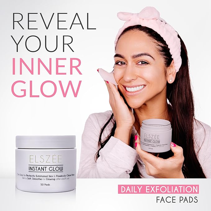 ELSZÉE Instant Glow Exfoliating Treatment Pads | Daily Exfoliant | 2-in-1 Deep Pore Cleansing & Radiance Boost | Luxury London-Formulated Skincare | 30 Pre-Soaked Pads