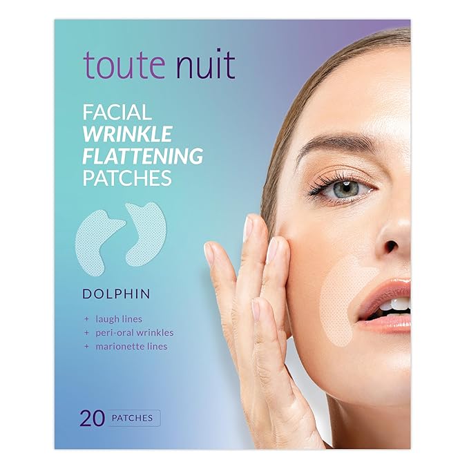 Toute Nuit Wrinkle Patches – Dolphin – Face Tape for Around the Mouth – Hypoallergenic Anti Wrinkle Patches – 20 Count, Made in USA-VivaGrace Women