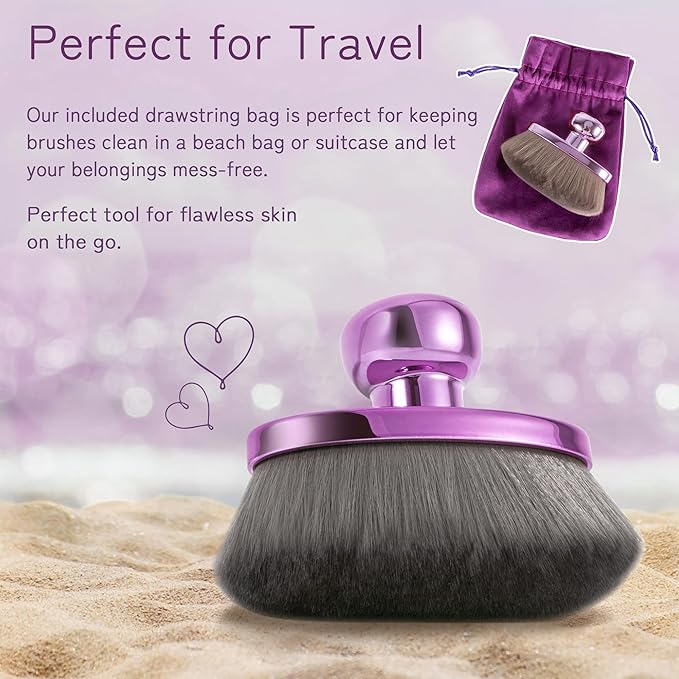 Extra Large Body Makeup Brush For Self Tanner, Leg Makeup &Bronzer Blend,116mm Oval-headed Kabuki Brush Provides More Even &Pretty Application, Sunscreen Face& Back Makeup Brush, Wet&Dry Use- Purple-VivaGrace Women