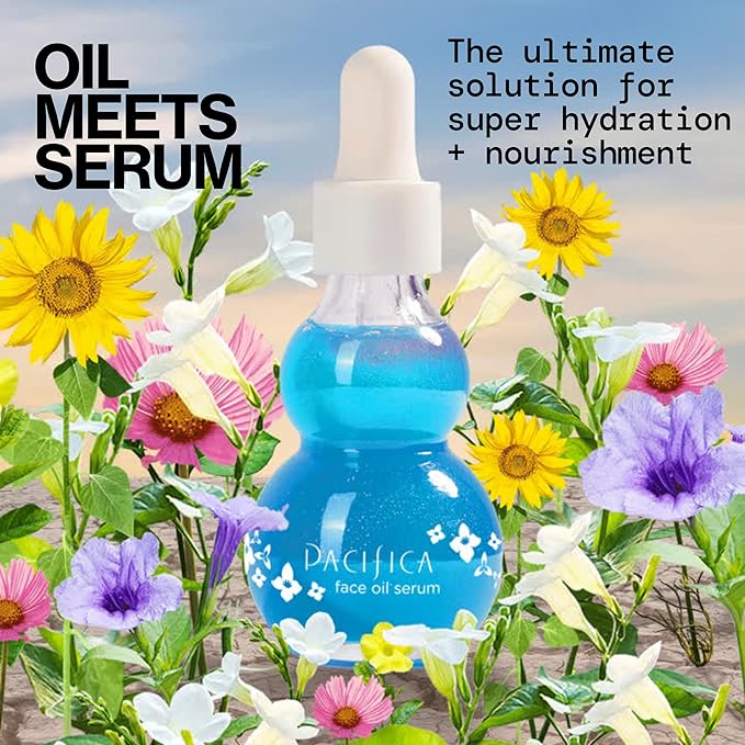 Pacifica Face Oil Serum - Flower Fix Bi-Phase Hydrating Skin Barrier - w/Hyaluronic Acid & Natural Botanical Ingredients - for Dry Sensitive Skin Vegan & Cruelty-Free Dermatologist Approved-VivaGrace Women