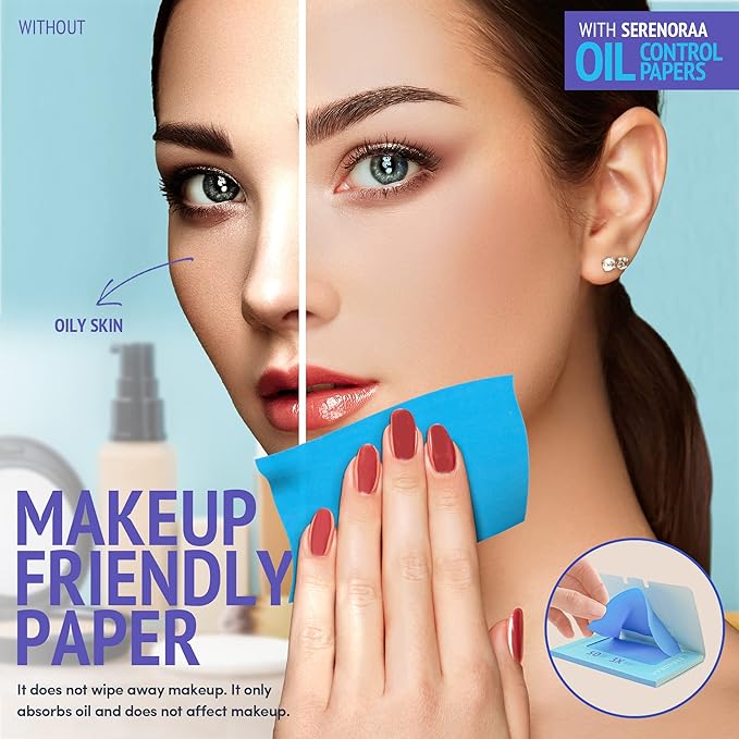 Oil Blotting Sheets for Face - Portable 1x50 Blue Oil Wipes Sheets for Face - Japanese High Performance Technology Makeup Blotting Paper -Grain Free Softer Oil Pads Absorbing Face Oil Tissues for Face-VivaGrace Women