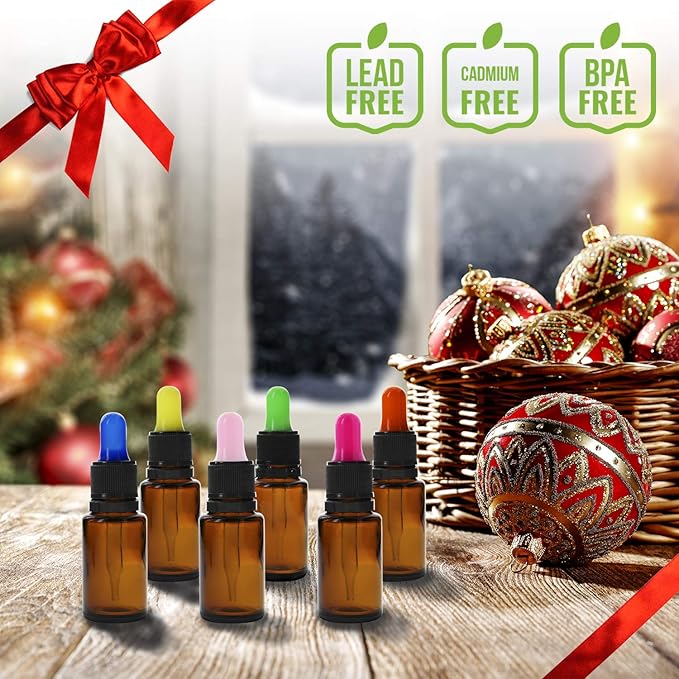 Year of Plenty Glass Eye Droppers for 10ml & 15ml Essential Oil Bottles | Set of 12 | Multicolored | Compatible with doTERRA, Young Living, Plant Therapy, Plnt Guru, Rocky Mtn, Edens Grdn-VivaGrace Women