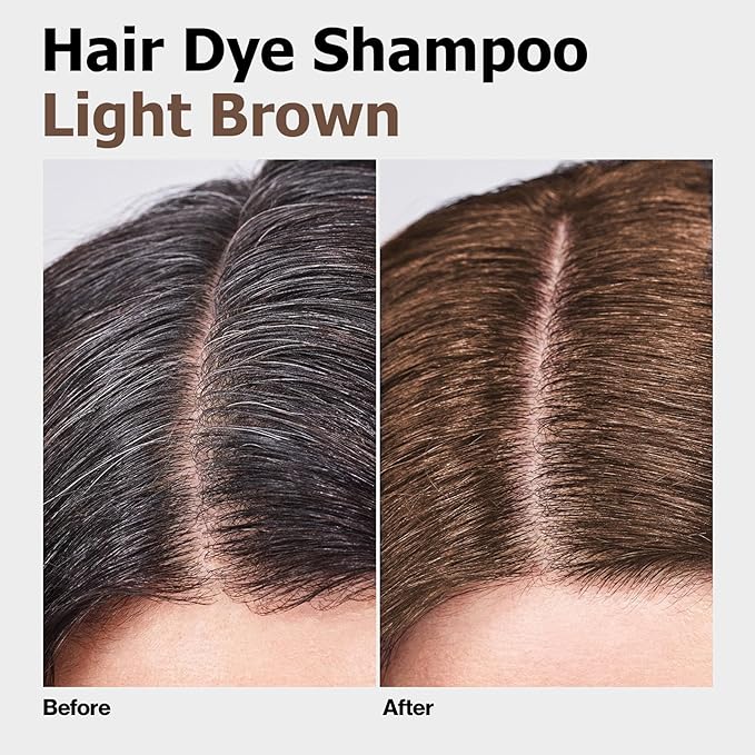 Hair Dye Shampoo, Gray Hair Coverage Dye Shampoo, Hair Color Shampoo for All Hair Types, Champu Para Canas, Suitable for Home and Salon (Light Brown)-VivaGrace Women