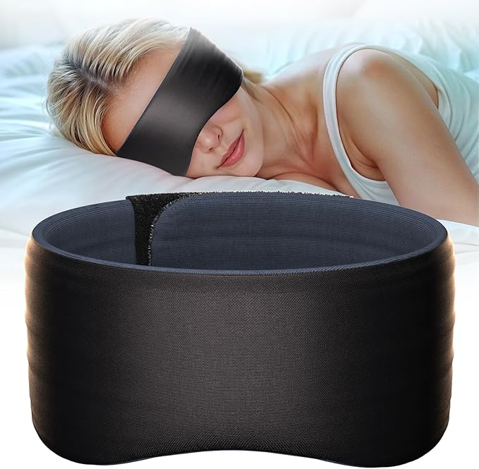 Sleep Mask, Eye Mask for Sleeping, Upgrade Ultra-Soft Blackout Eye Cover for Women Men, Wider Adjustable Strap for Side Sleeper, Travel, Nap, Yoga, Relief Eye, Black-VivaGrace Women
