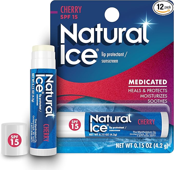 Natural Ice Cherry - SPF 15 lip balm, Cherry Flavor, 0.15 Ounce (Pack of 12)-VivaGrace Women