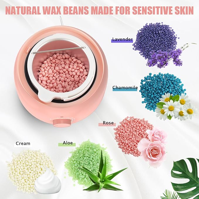 Waxing Kit - TIKESI Wax Warmer for Hair Removal, Hard Wax Kit with 14oz 5 Bags Hard Wax Beans for Full Body, Legs, Face, Eyebrows, Bikini, Brazilian Waxing Kit for Women Men-VivaGrace Women