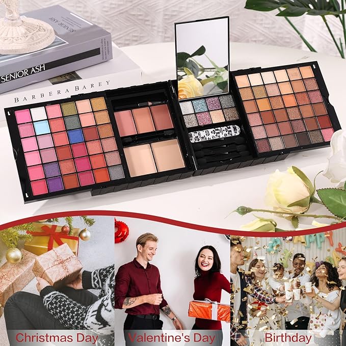 Makeup Sets For Teens Women Full Kits - All in One Gift Makeup Kits For Girls Make Up Set Included Eyeshadow, Blusher, Compact Powder, Eyeliner Pencil For Beginners (N)-VivaGrace Women