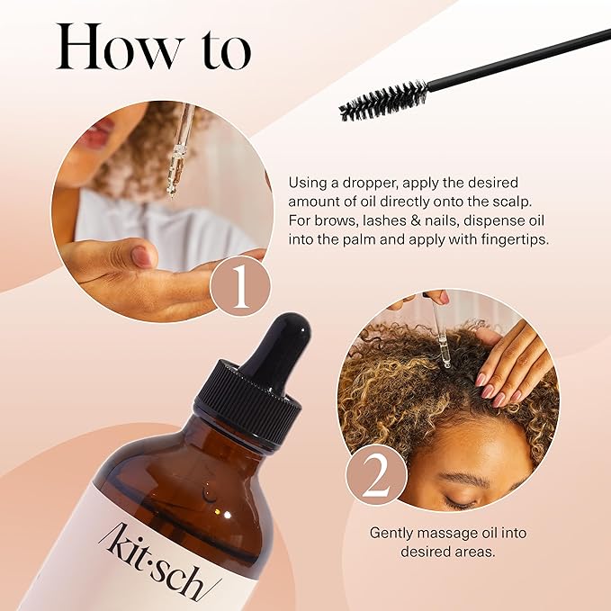 Kitsch Organic Castor Oil for Hair Growth - 100% Pure Castor Oil, Organic Cold Pressed Unrefined Glass Bottle for Face, Skin, Lashes, Brows, Scalp, Nails & Belly Button - Hexane Free, USDA - 4 oz-VivaGrace Women