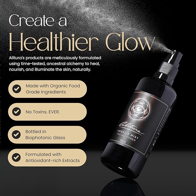 Alitura Angel's Mist Facial Toner – Hydrating & Revitalizing Face Spray with 97% Organic Ingredients – Refreshes, Tightens & Balances for All Skin Types – 100ml-VivaGrace Women