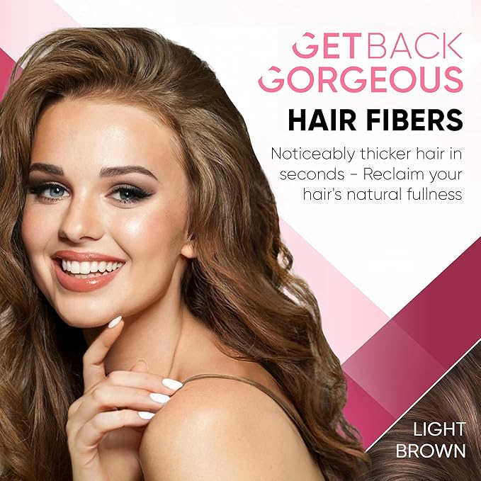 GBG Hair Fibers for Thinning Hair & Bald Spots (Light Brown) - 25g Bottle - Conceals Hair Loss - Instant Cover Up & Volume in 30 Seconds, Hair Powder for Women & Men - Cruelty Free-VivaGrace Women