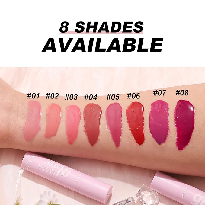 MUESCHER Glow Lip Balm Plumping Moisturizing Lip Balm For Dry Cracked Lips, Moisturizer Nourishing Lip Balm Lip Care Vegan Tinted Lip Balm, Dewy Glassy Lip Balm Shine Lips Plumper Jelly Lipstick(05#)-VivaGrace Women