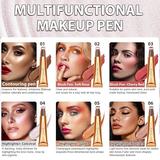 Liquid Highlighter Beauty Wand, Highlight Bronzer Stick with Cushion Applicator, Smooth Shimmer Finish, Lightweight Silky Cream Face Makeup Stick, Cruelty-free (Celestral)-VivaGrace Women