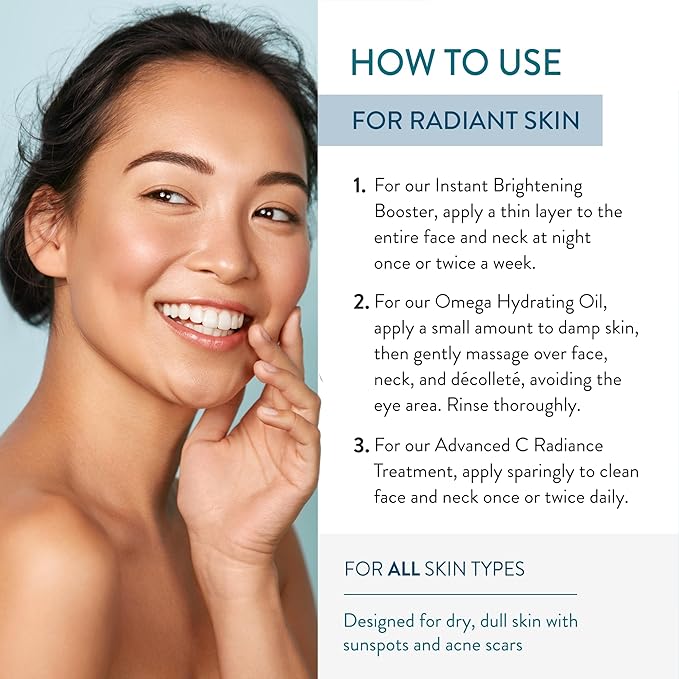 Lancer Skincare Bright & Radiant 3-Piece Set with Instant Brightening Booster, Omega Hydrating Oil, and Advanced C Radiance Treatment for Glowing Skin-VivaGrace Women