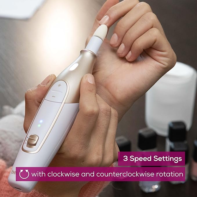 Beurer MP64 Nail Drill Kit, Cordless Electric Nail File with 10 Attachments and LED Light, Electric Manicure Set with Adjustable Speed, E-File for Manicure and Pedicure, with Storage Case-VivaGrace Women
