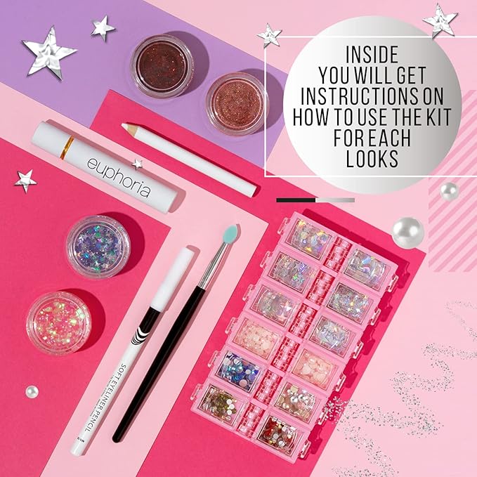 Euphoria makeup kit with glitter and gems/Professional makeup set-VivaGrace Women