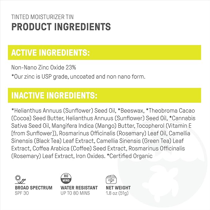 Raw Element Ultra-Moisturizing Tinted Face Cream, Non Toxic Mineral Face Sunscreen, Daily Tinted Moisturizer, Non-Nano Zinc Oxide, Reef Friendly, All Ages, SPF 30, 1.8 oz, Island, Pack of 1-VivaGrace Women