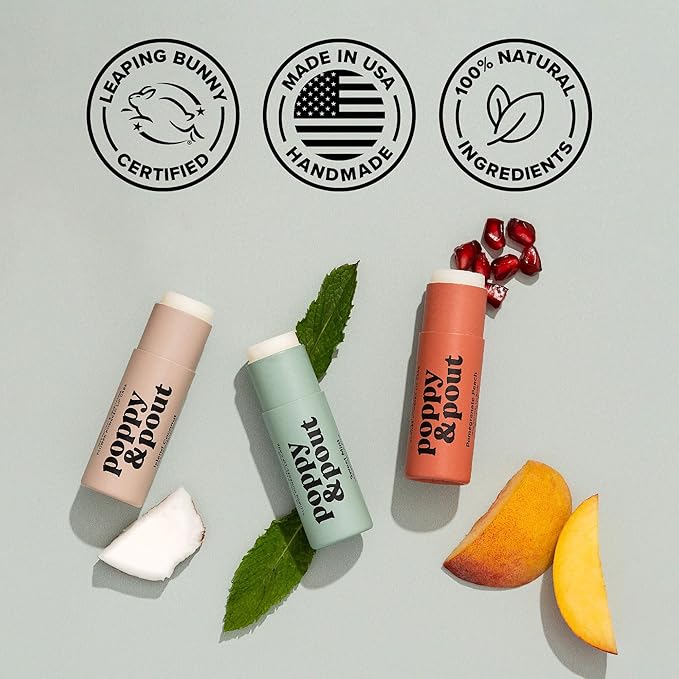 Poppy & Pout Sweet Mint Jumbo Lip Balm | All Natural Lip Balms & Moisturizers | Hydrates with Beeswax, Vitamin E, Organic Coconut Oil | Cruelty-Free | Lip Balm in Recyclable Cardboard Tube-VivaGrace Women