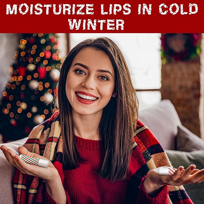 50 Pcs Christmas Peppermint Lip Balms Gifts Bulk Holiday Stocking Stuffers Holiday Treat Gifts Stuffer Goodie Christmas Party Supplies for Kids Women Men-VivaGrace Women