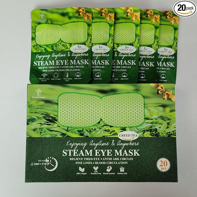 Steam Eye Mask for Travel Essentials,Sleep Mask,Green Tea Warm Compress for Eyes,Heated Eye Mask Reduce Puffiness & Dark Circles, Hydrate & Soothe Tired Eyes,Self Care SPA Gifts for Women,20 Packs-VivaGrace Women