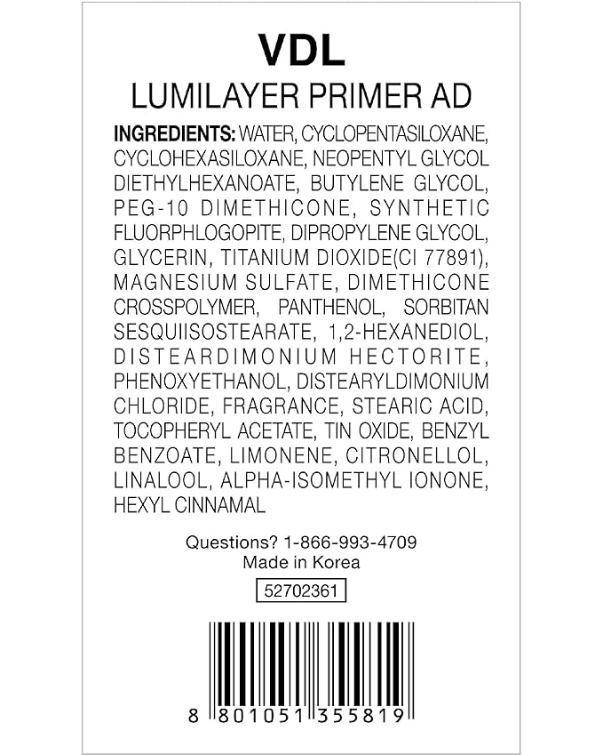 VDL Lumilayer Primer (Glowy Finish, 1.01fl oz) - Illuminating Pearl Makeup Base for Glowing Skin. Korean Makeup. Hydrating Radiance-VivaGrace Women