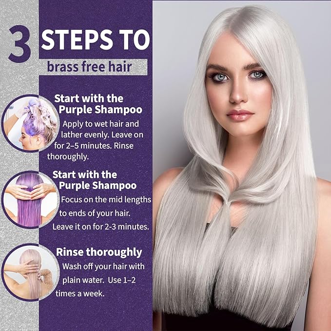 Natural Riches Radiant Silver Shine Purple Shampoo and Conditioner Set for Gray Hair - Paraben-Free and Color Safe – With Silk Proteins, Tones Dull Hair, Softens & Adds Shine - 16 fl oz-VivaGrace Women