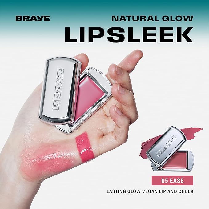 BRAYE Lipsleek Lip Balm, Monochromatic Cream Blush 2-in-1 Face Makeup, Hydrating & Mood Buildable, Vegan + Cruelty-Free Glow for Cheeks l 05 Ease-VivaGrace Women