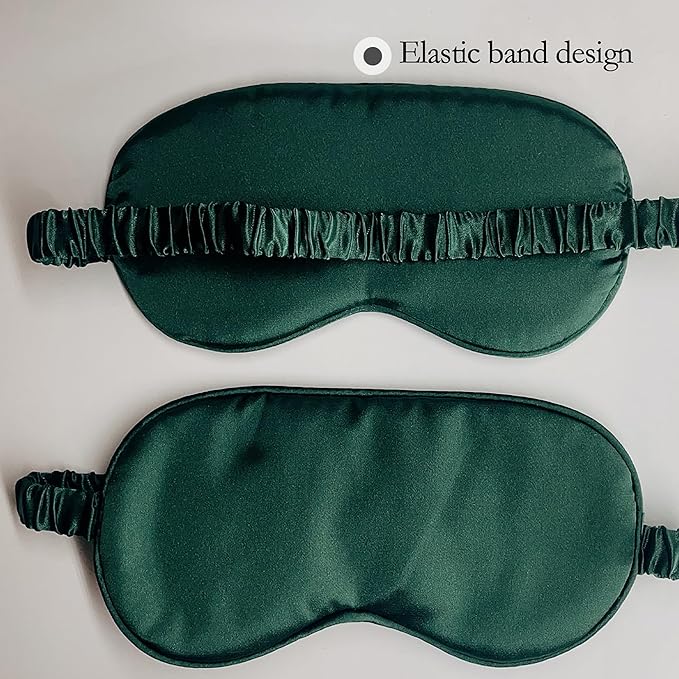 Silk Eye mask for Sleeping Light Blocking for Bedroom, Plane Travel Satin Sleep mask Women Mens,Blackout to Help You deep Sleep (Green)-VivaGrace Women