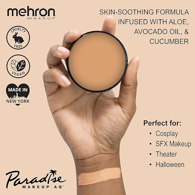 Mehron Makeup Paradise Makeup AQ Pro Size | Stage & Screen Performance, Face & Body Painting, Beauty, Cosplay, and Halloween | Water Activated Face Paint, Body Paint 1.4 oz (40 g) - Felou-VivaGrace Women