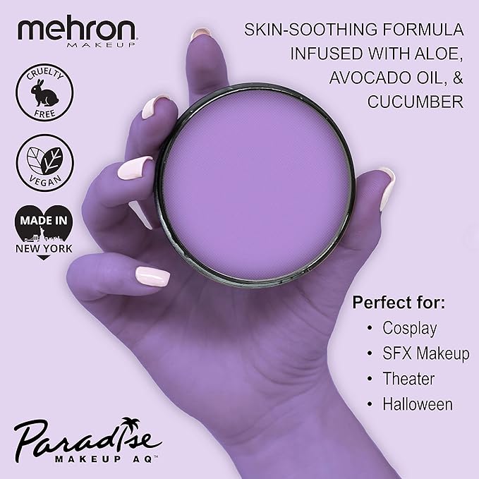 Mehron Makeup Paradise Makeup AQ Pro Size | Stage & Screen Performance, Face & Body Painting, Beauty, Cosplay, and Halloween | Water Activated Face Paint, Body Paint 1.4 oz (40 g) - Purple-VivaGrace Women