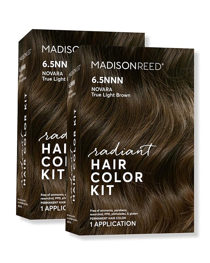 Madison Reed Radiant Hair Color Kit | 6.5NNN Light Brown (Novara Light Brown) for 100% Gray Hair Coverage | Salon Quality Permanent Hair Dye | PPD-Free & Ammonia-Free | (Packaging May Vary) 2 Pack-VivaGrace Women