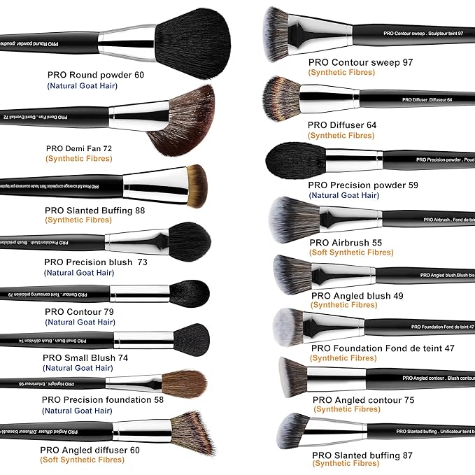 Bueart Design 36Pcs PRO Grade Natural Goat Hair Pony Bristles Makeup Brushes Set with Super Holder Professional-Grade Precision & Luxury Brush for beauty enthusiasts&professionals Makeup Artist-VivaGrace Women