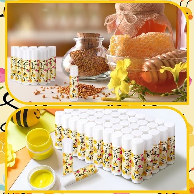 Loopeer 50 Pcs Sweet as Can Bee Theme Baby Shower Decorations Bee Theme Baby Shower Favors Lip Balm Gift for Guest Gender Reveal Party Supplies for Kid Women-VivaGrace Women