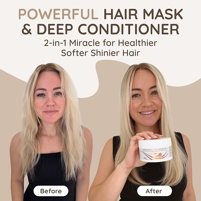 VITAMINS hair cosmetics Keratin Hair Mask - Deep Repair Conditioner with Biotin & Castor Oil - For Damaged, Dry, Curly, Straight, Thin & Fine Hair - Intense Collagen Protein Treatment-VivaGrace Women