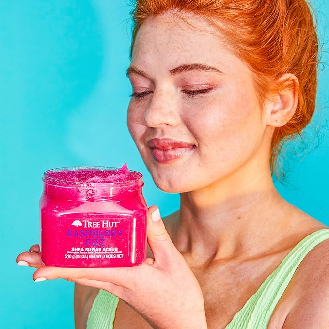 Tree Hut Raspberry Fizz Shea Sugar Scrub | Exfoliating Body Scrub Removes Dead, Dry Skin for a Soft & Hydrated Feel | Nourishing Essential Body Care | 18 fl oz.-VivaGrace Women