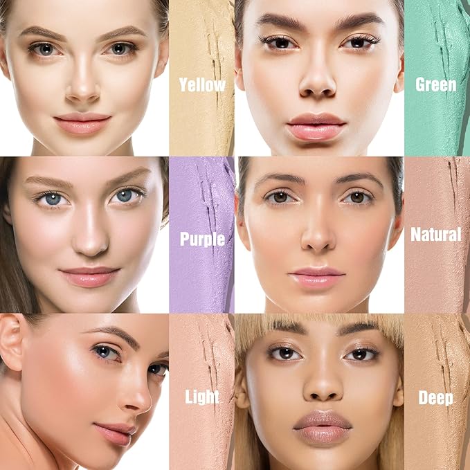 LANGMANNI Multi-Use Face Contour Stick,Highlighter & Concealer Stick, Combo Use For Correcting Color Balancing (#01+#02 Yellow+Green)-VivaGrace Women
