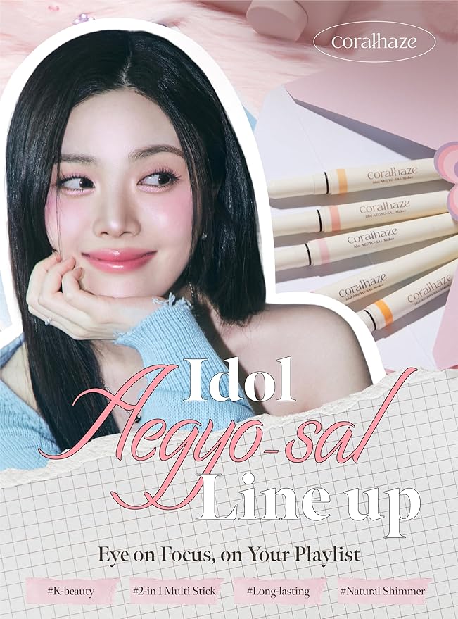CORALHAZE Idol AEGYO-SAL Maker 01 Champagne Beige, 2-in-1 Under-Eye Highlighter and Contour Liner for Bright, Voluminous Eyes, Long-Lasting, Smudge-Proof Shimmer Stick with Natural Glow, Korean Beauty-VivaGrace Women