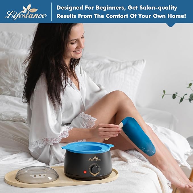 Lifestance Complete Home Waxing Kit, L1 Hard Wax Warmer for Hair Removal, Brazilian Bikini Wax Kit for Women Men, 59 Items, No-Mess Silicone Liner, Wax Heater, Hot Wax Pot for Body Leg Face Eyebrow-VivaGrace Women
