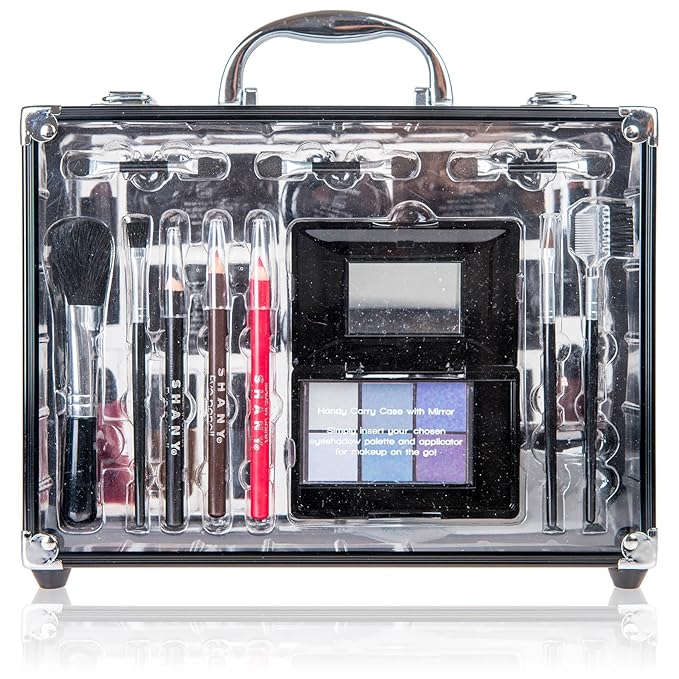 SHANY Carry All Trunk Makeup Train Case with Re-usable Aluminum Makeup Storage Case. Non Toxic Color Make up Set with Eye palettes, Blushes,Makeup Powders, Manicure, Pedicure and Makeup Brushes.-VivaGrace Women